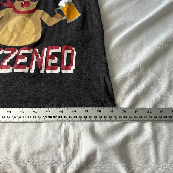 Ugly Christmas T-Shirt "Let's get Blitzened"‎ Short Sleeve Gray Size Medium - Picture 6 of 7